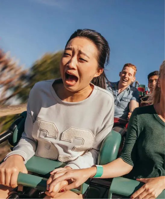 Woman on roller coaster